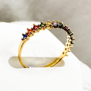 Anillo Talla 7.75 Multicolor de Oro 18K