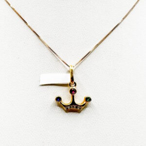 Dije Corona Multicolor de Oro 18K