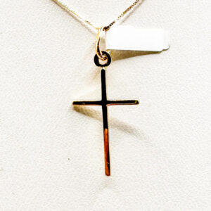 Dije Cruz Plana Pequeña de Oro 18K